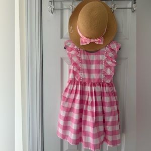 Max Studio Girls Pink Gingham Dress and Hat